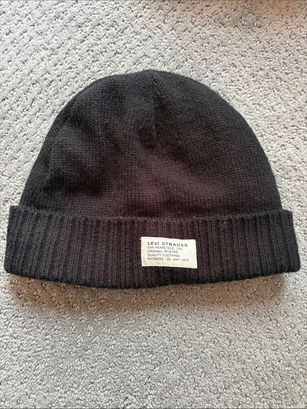 Levi's Black Fleece Lined Beanie with Branded Patch
